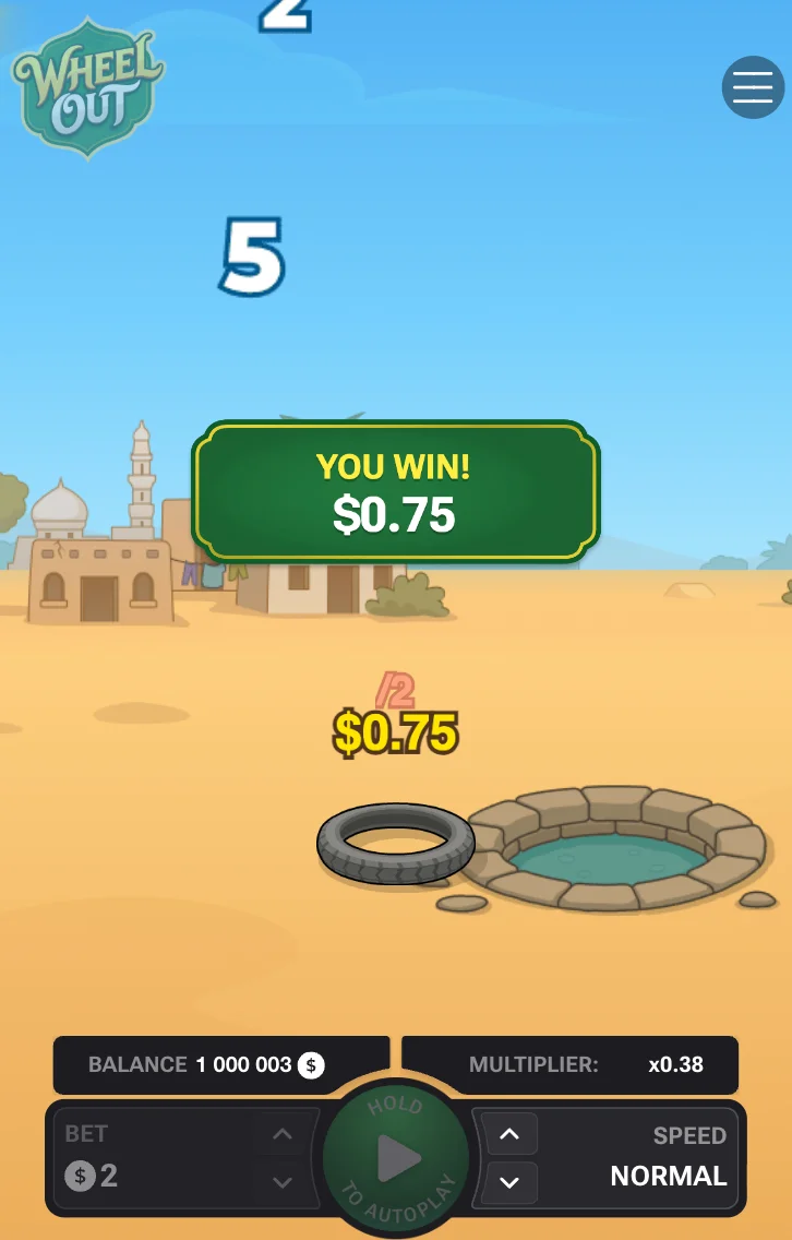 Wheel Out mobile app guide and gameplay interface